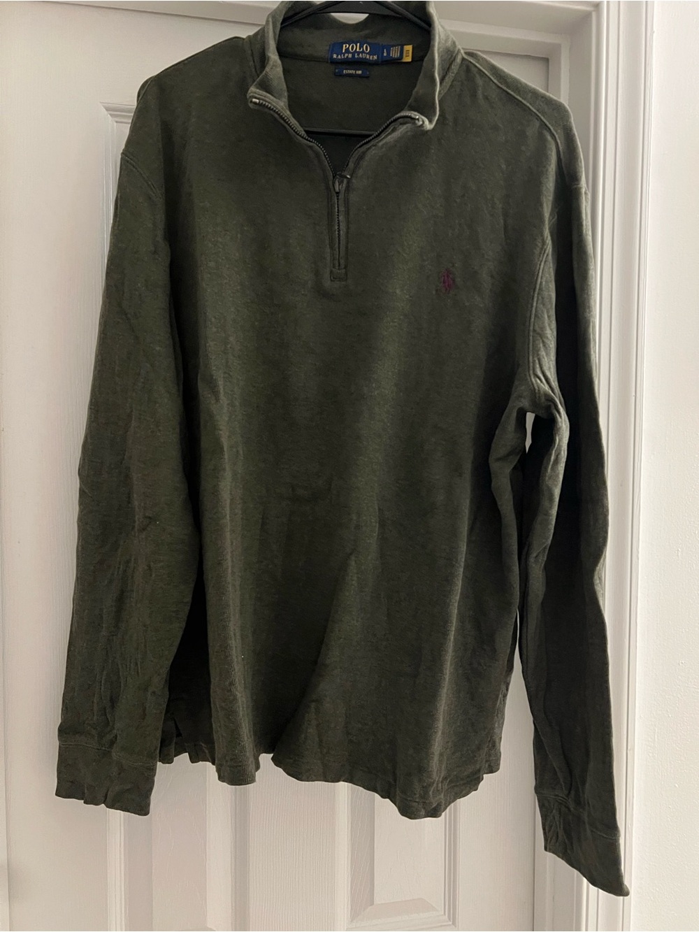 Ralph Lauren estate rob Olive Green Half-Zip Knit Sweater size large